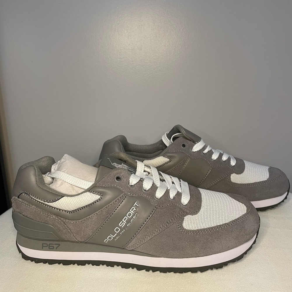 Ralph Lauren Polo Sport Athletic Sneaker Brand New in Box Grey/White Size 11